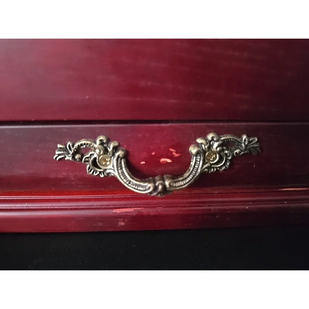 Vintage Floral‎ Tapestry Top Wood Hinged Jewelry Box Pink Velvet Lining READ